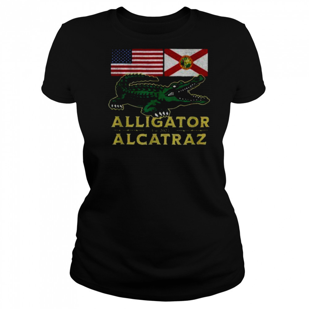 Alligator Alcatraz with US flag and Florida state flag shirt Women's T-shirt