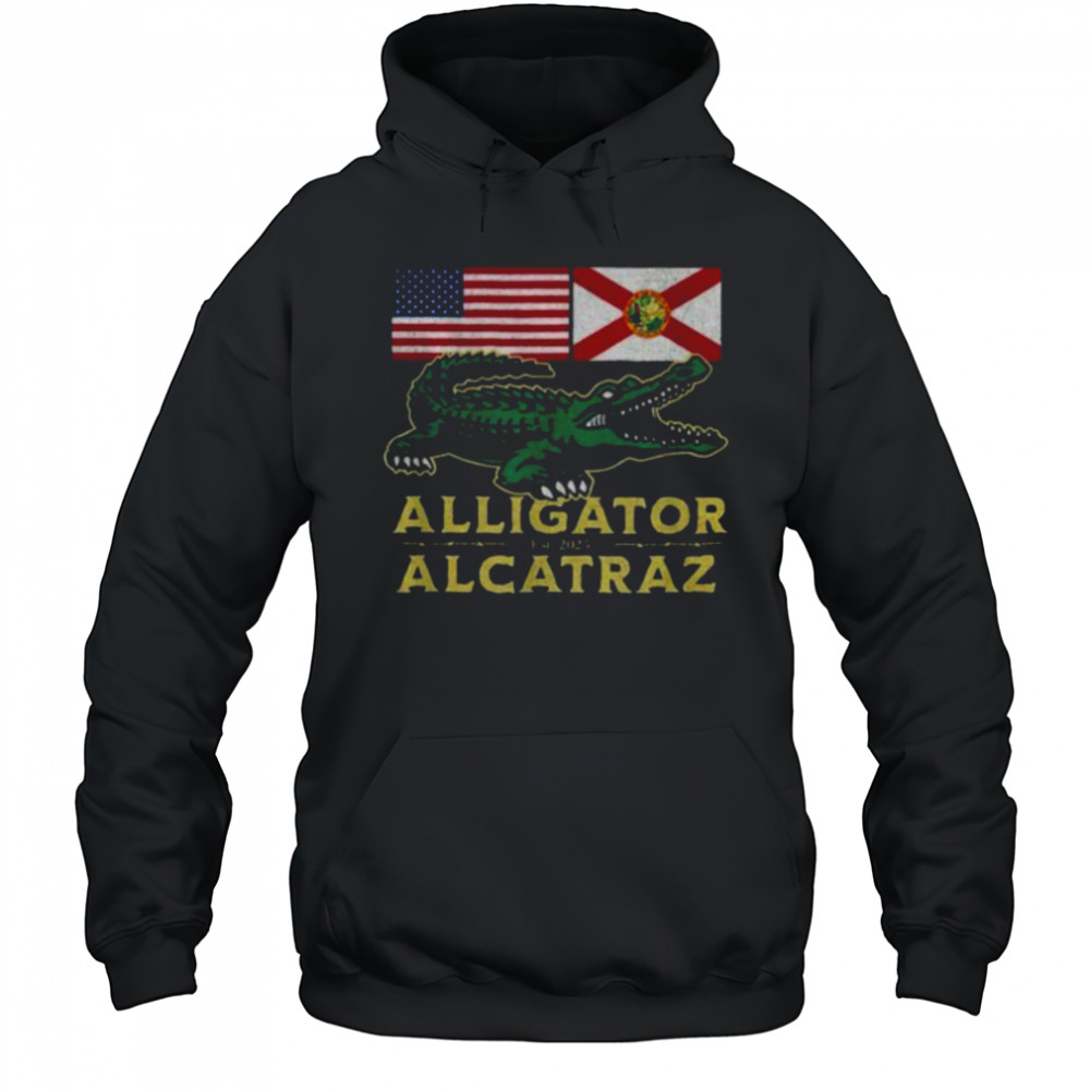 Alligator Alcatraz with US flag and Florida state flag shirt Hoodie