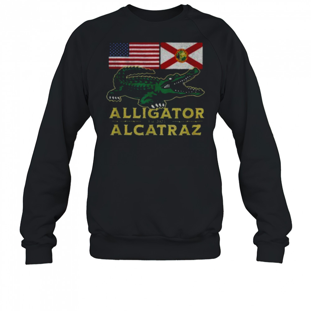 Alligator Alcatraz with US flag and Florida state flag shirt Sweatshirt