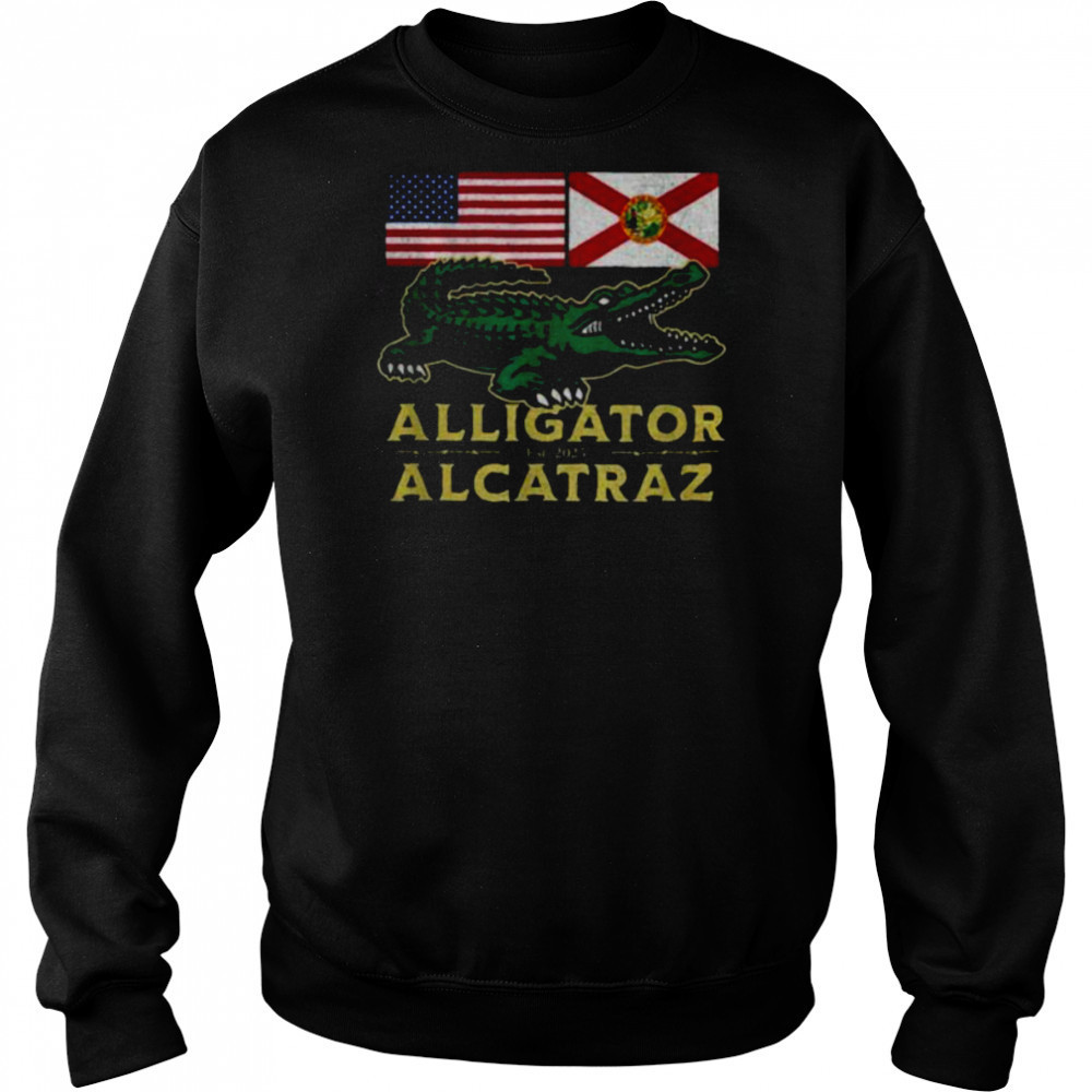 Alligator Alcatraz with US flag and Florida state flag shirt Hoodie