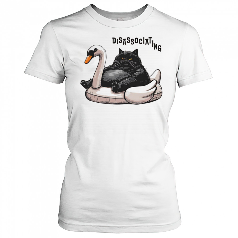 Disassociating chonky cat on a swan floatie shirt Women's T-shirt