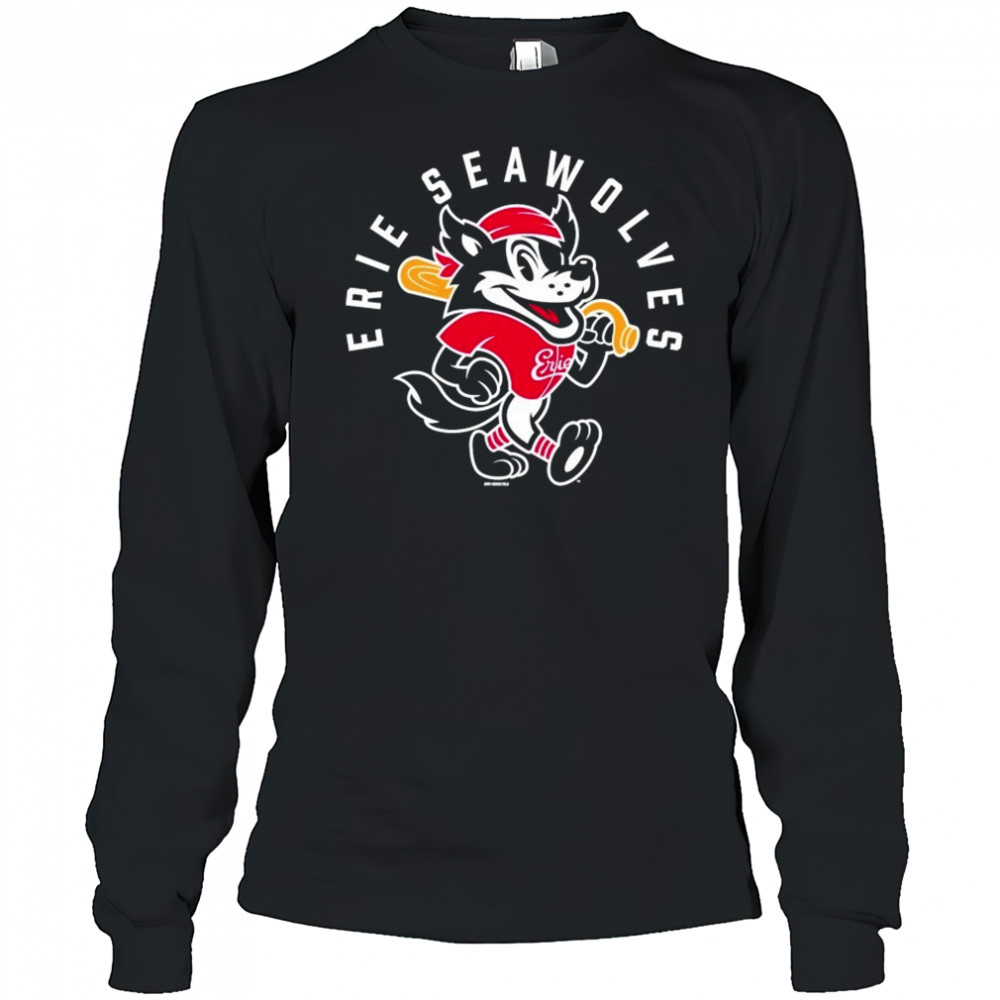 Erie Seawolves Fauxback Secondary Mascot T-shirt Long Sleeved