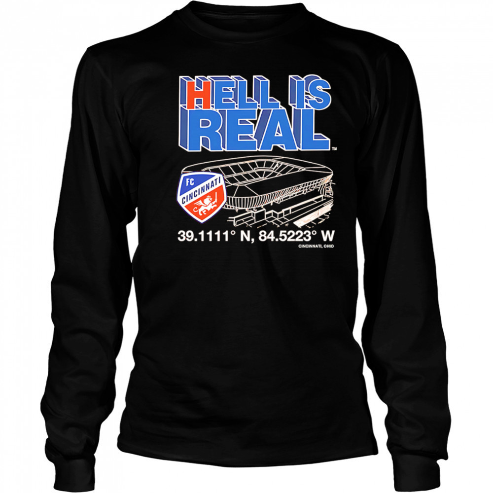 Hell Is Real Cincinnati Coordinates premium shirt Long Sleeved