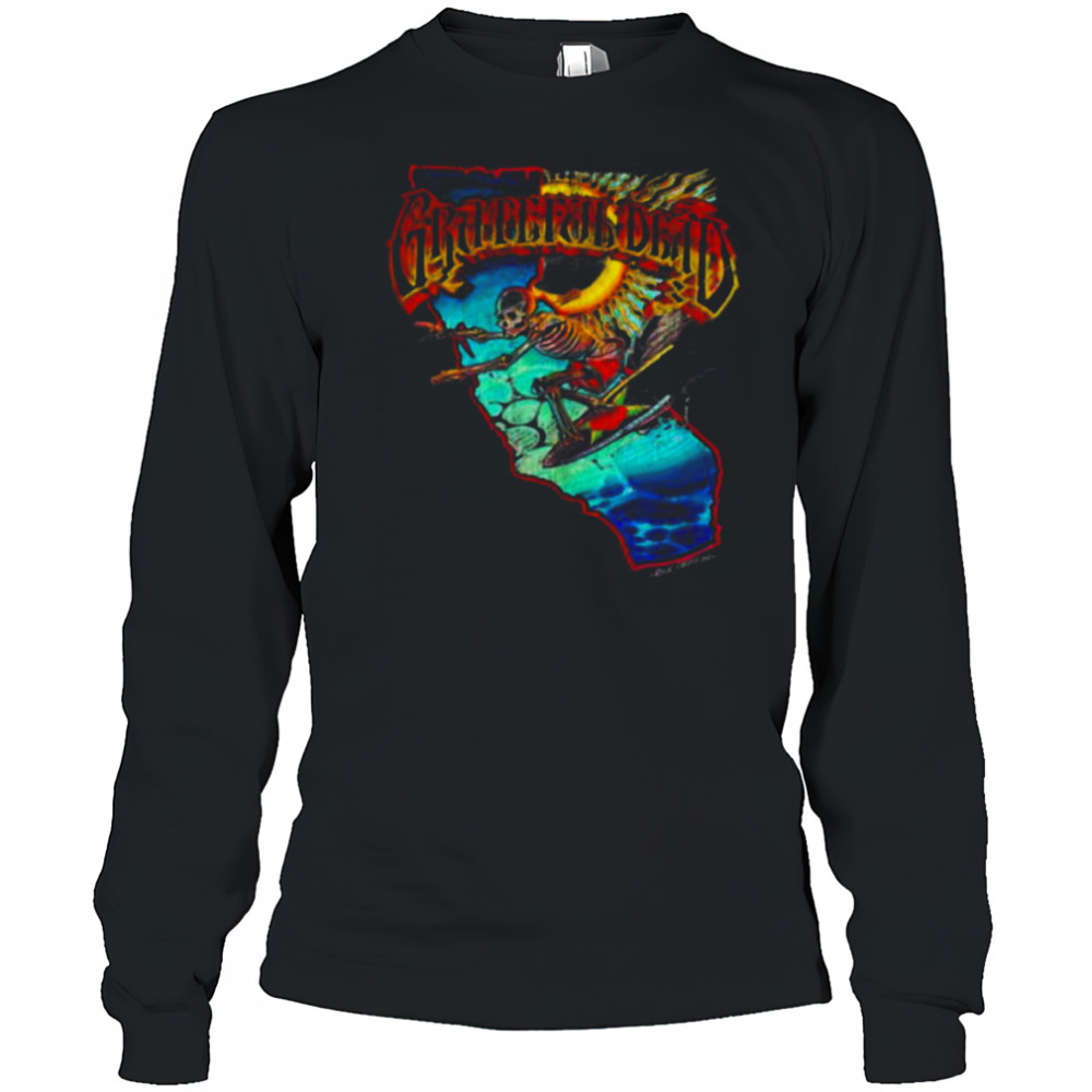 Mens Grateful Dead Surfing California Skeleton Vintage Band Shirt Long Sleeved