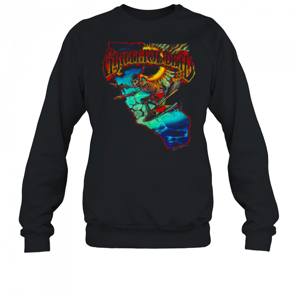 Mens Grateful Dead Surfing California Skeleton Vintage Band Shirt Sweatshirt