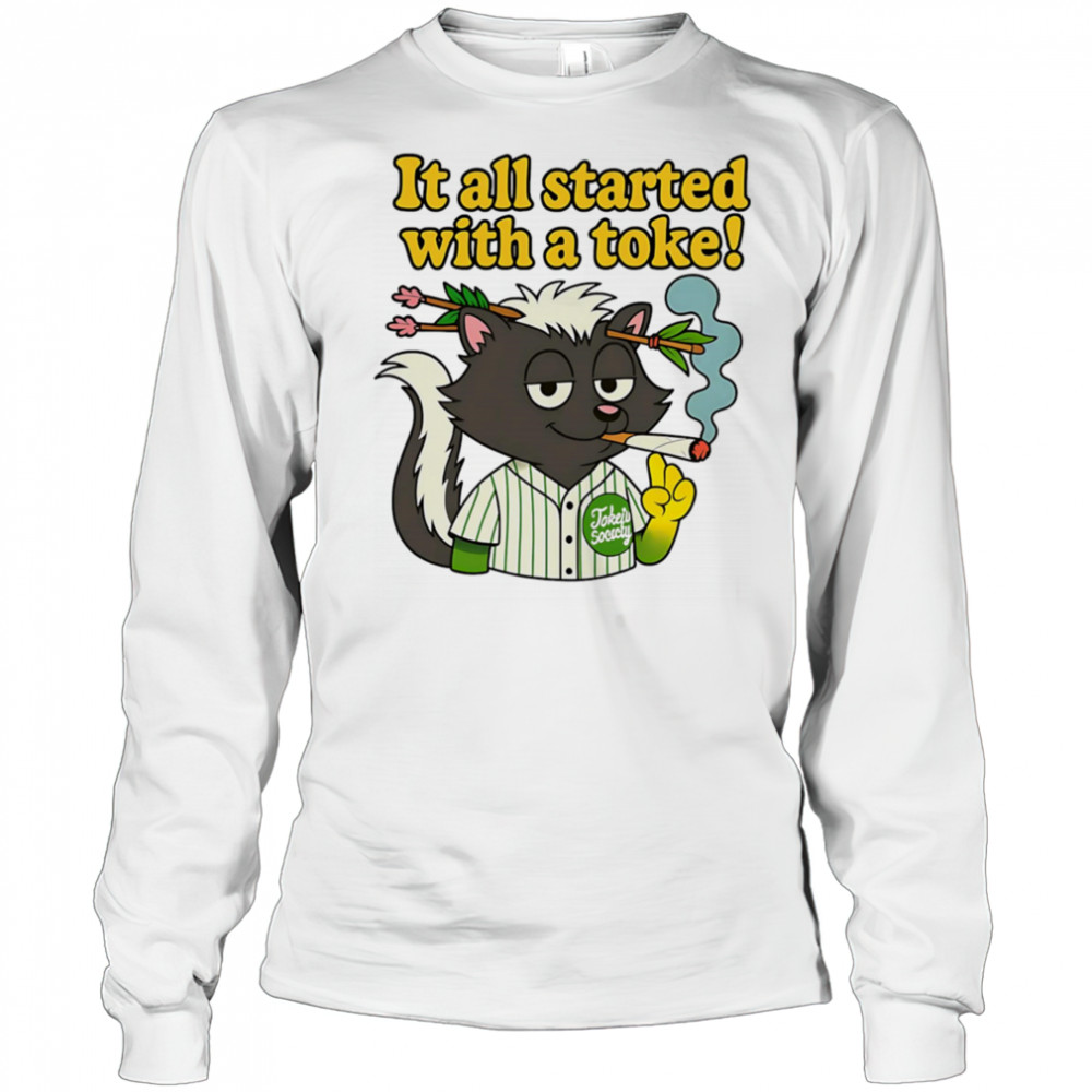 Raccoon smoking it all started with a toke shirt Long Sleeved