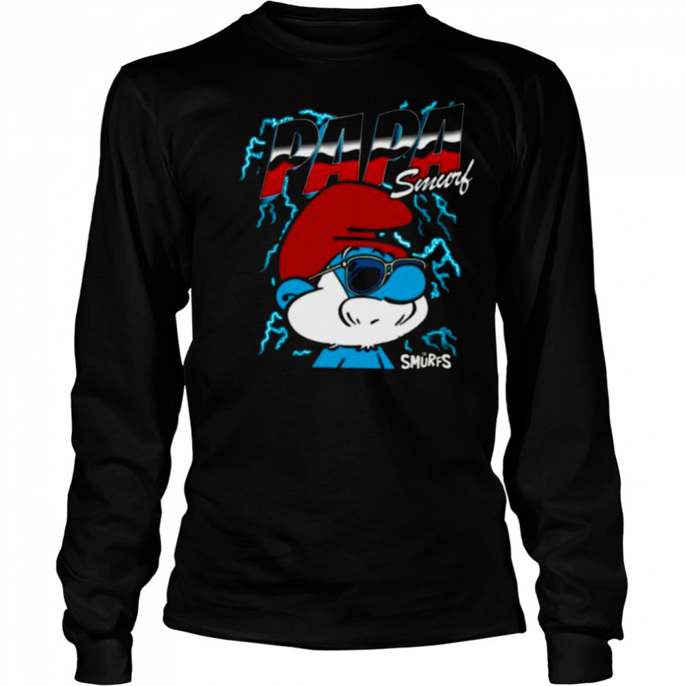 The Smurfs Chrome and Lightning Papa Smurf Retro Cartoon Shirt Long Sleeved