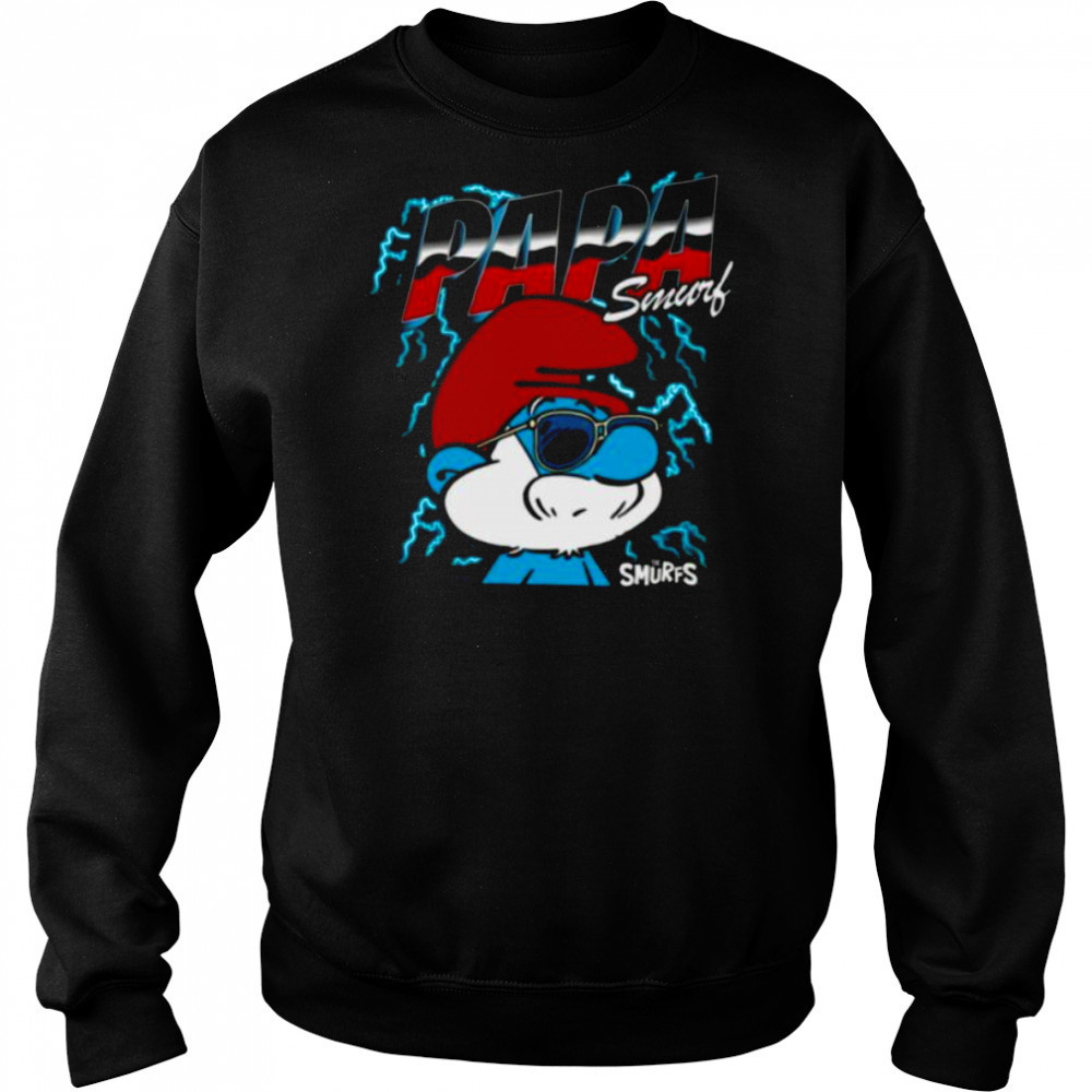 The Smurfs Chrome and Lightning Papa Smurf Retro Cartoon Shirt Hoodie