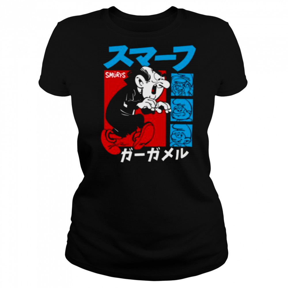 The Smurfs Gargamel Kanji Collage Vintage Cartoon Shirt Women's T-shirt
