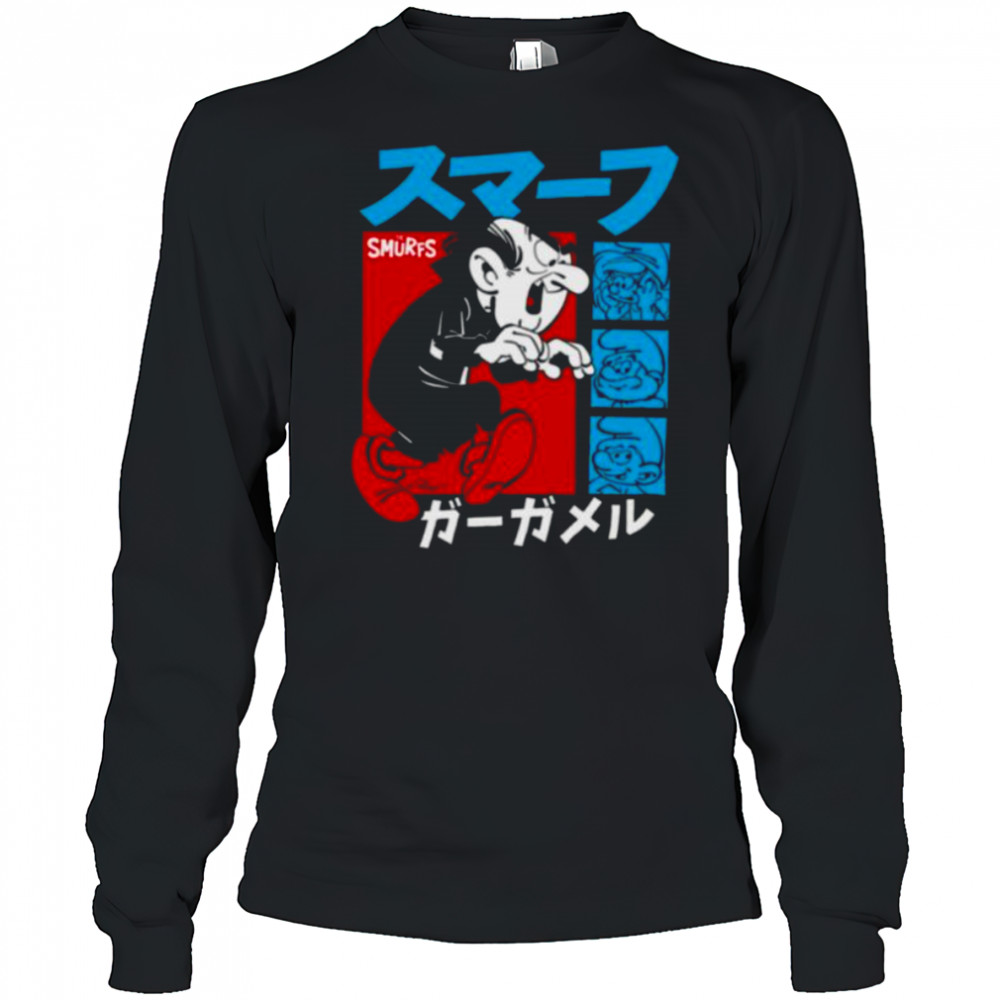 The Smurfs Gargamel Kanji Collage Vintage Cartoon Shirt Long Sleeved