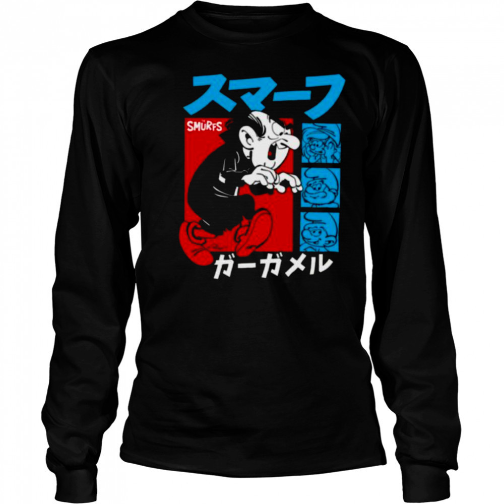 The Smurfs Gargamel Kanji Collage Vintage Cartoon Shirt Long Sleeved