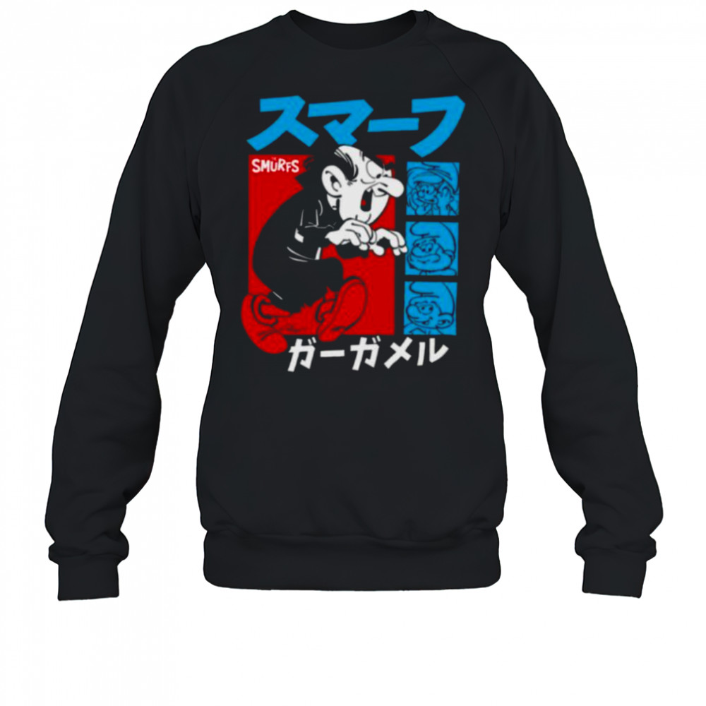 The Smurfs Gargamel Kanji Collage Vintage Cartoon Shirt Sweatshirt