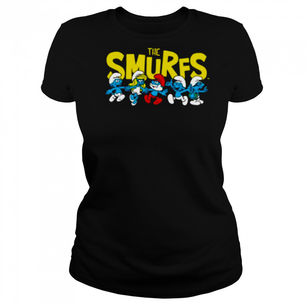 The Smurfs Logo with Smurfs Cast Retro Cartoon Shirt Women's T-shirt