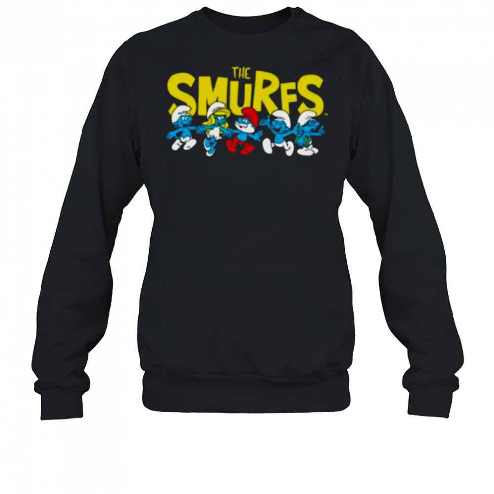 The Smurfs Logo with Smurfs Cast Retro Cartoon Shirt Sweatshirt