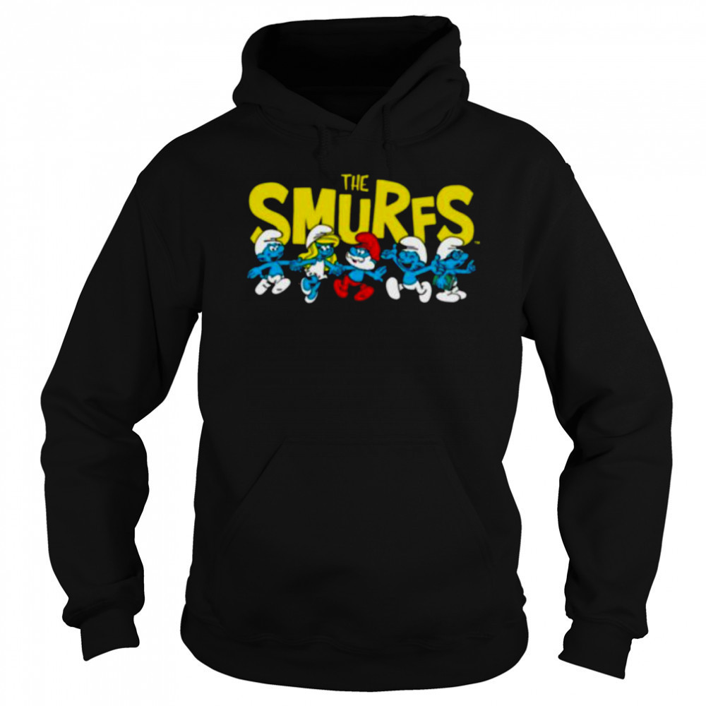 The Smurfs Logo with Smurfs Cast Retro Cartoon Shirt Sweatshirt