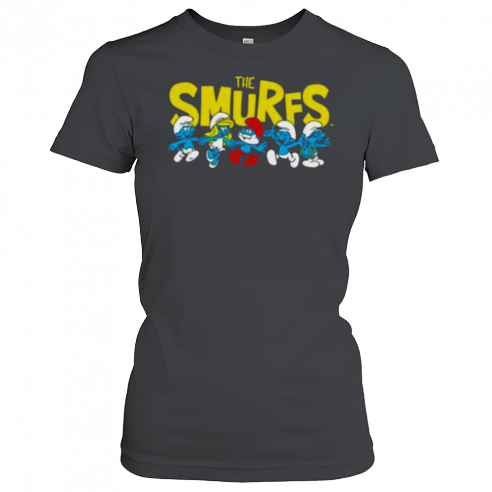 The Smurfs Logo with Smurfs Cast Retro Cartoon Shirt Women's T-shirt