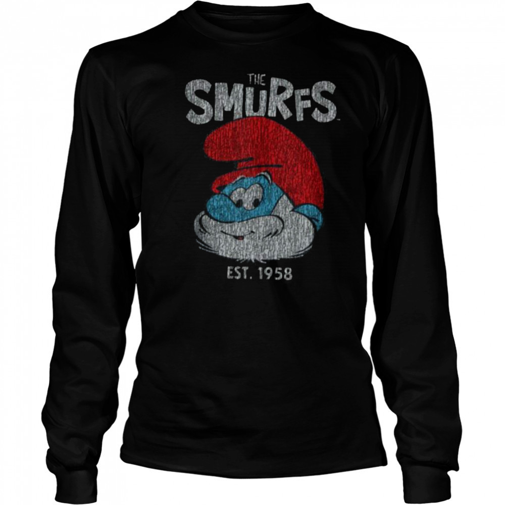 The Smurfs Vintage Papa Smurf Est. 1958 Retro Cartoon Shirt Long Sleeved
