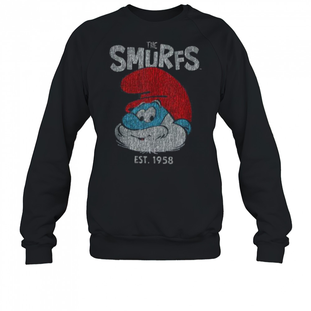 The Smurfs Vintage Papa Smurf Est. 1958 Retro Cartoon Shirt Sweatshirt
