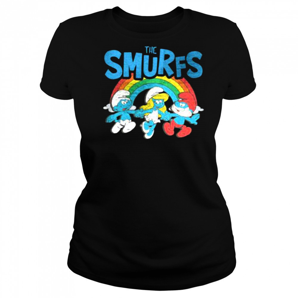 The Smurfs Vintage Rainbow With Characters Cartoon Shirt Women's T-shirt