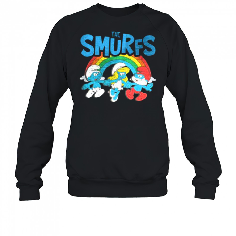The Smurfs Vintage Rainbow With Characters Cartoon Shirt Sweatshirt