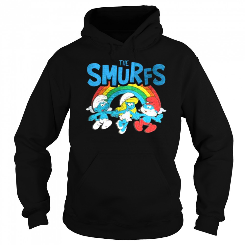 The Smurfs Vintage Rainbow With Characters Cartoon Shirt Sweatshirt