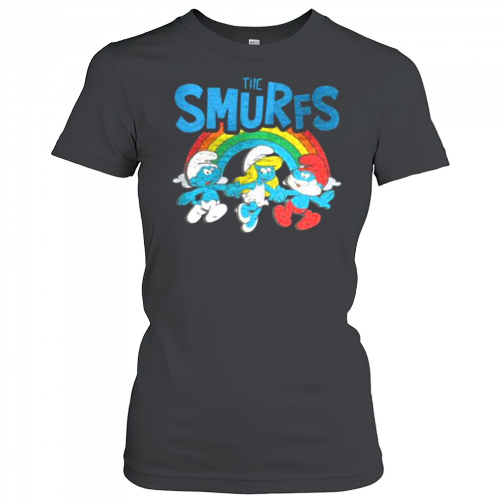 The Smurfs Vintage Rainbow With Characters Cartoon Shirt Women's T-shirt