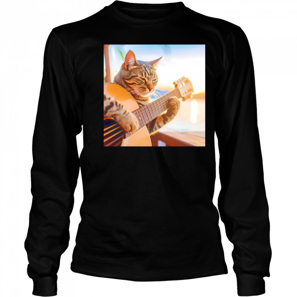Acoustic Cat guitar shirt Long Sleeved