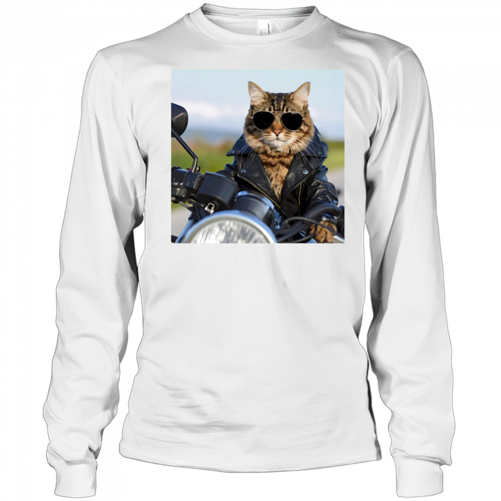 Biker Cat shirt Long Sleeved