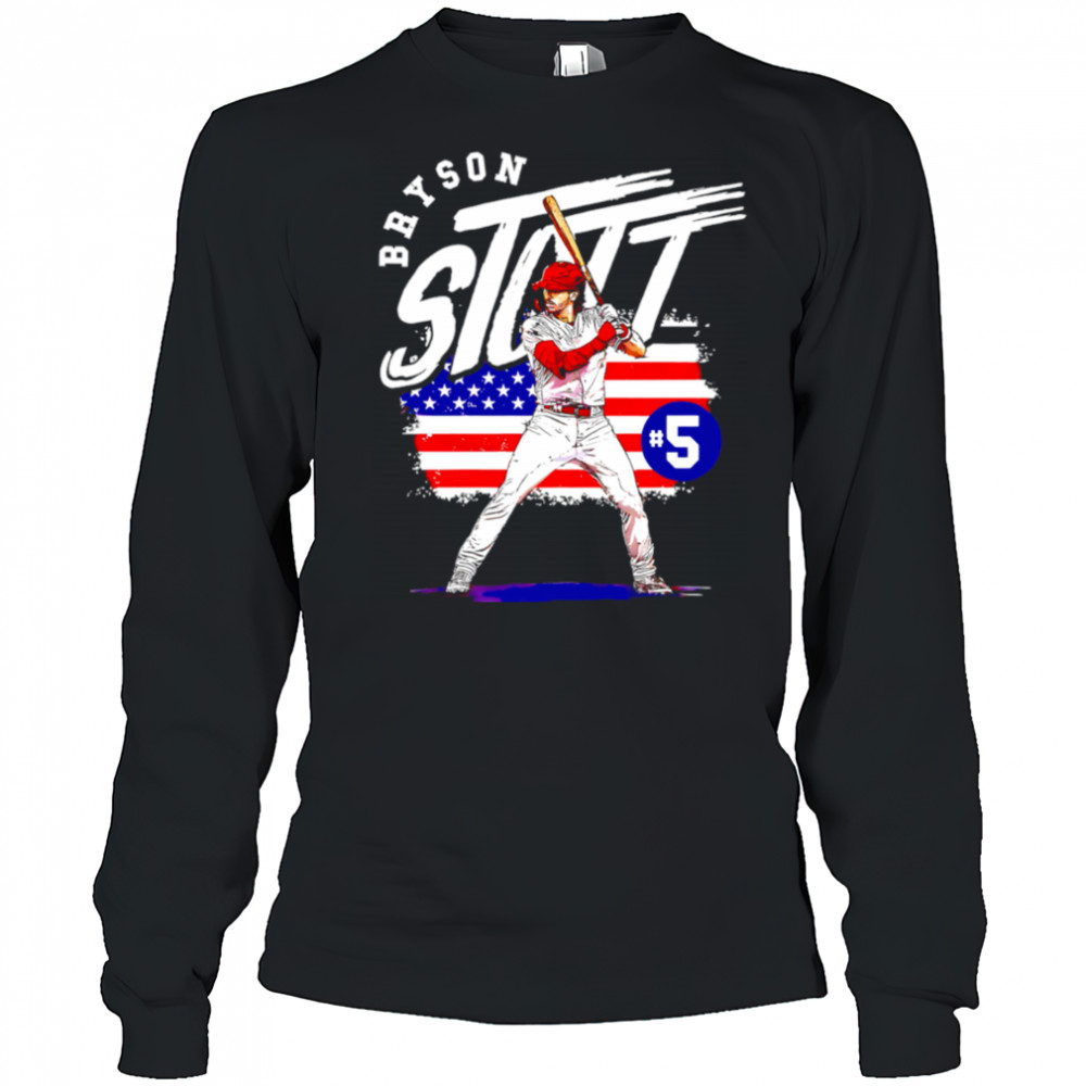 Bryson Stott Baseball Philadelphia Phillies American Flag 4th Of July shirt Long Sleeved