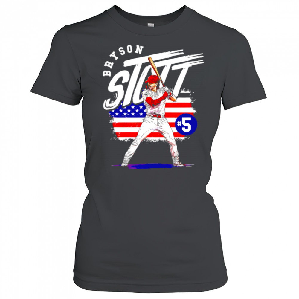 Bryson Stott Baseball Philadelphia Phillies American Flag 4th Of July shirt Women's T-shirt