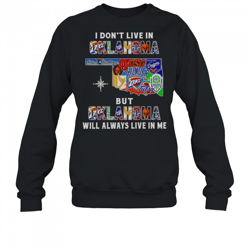 I Don’t Live In Oklahoma But Oklahoma Will Always Live In Me Sport Teams T-Shirt Sweatshirt