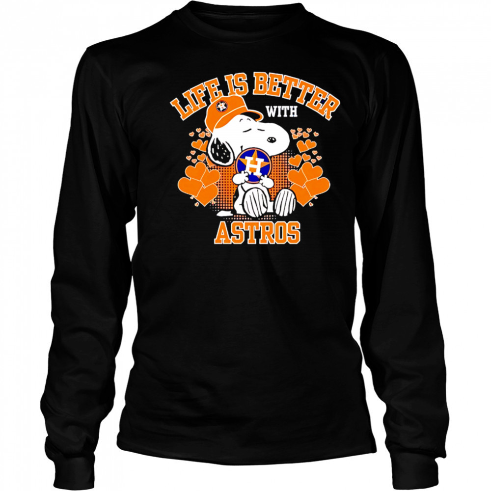 Snoopy Life is better with Astros shirt Long Sleeved