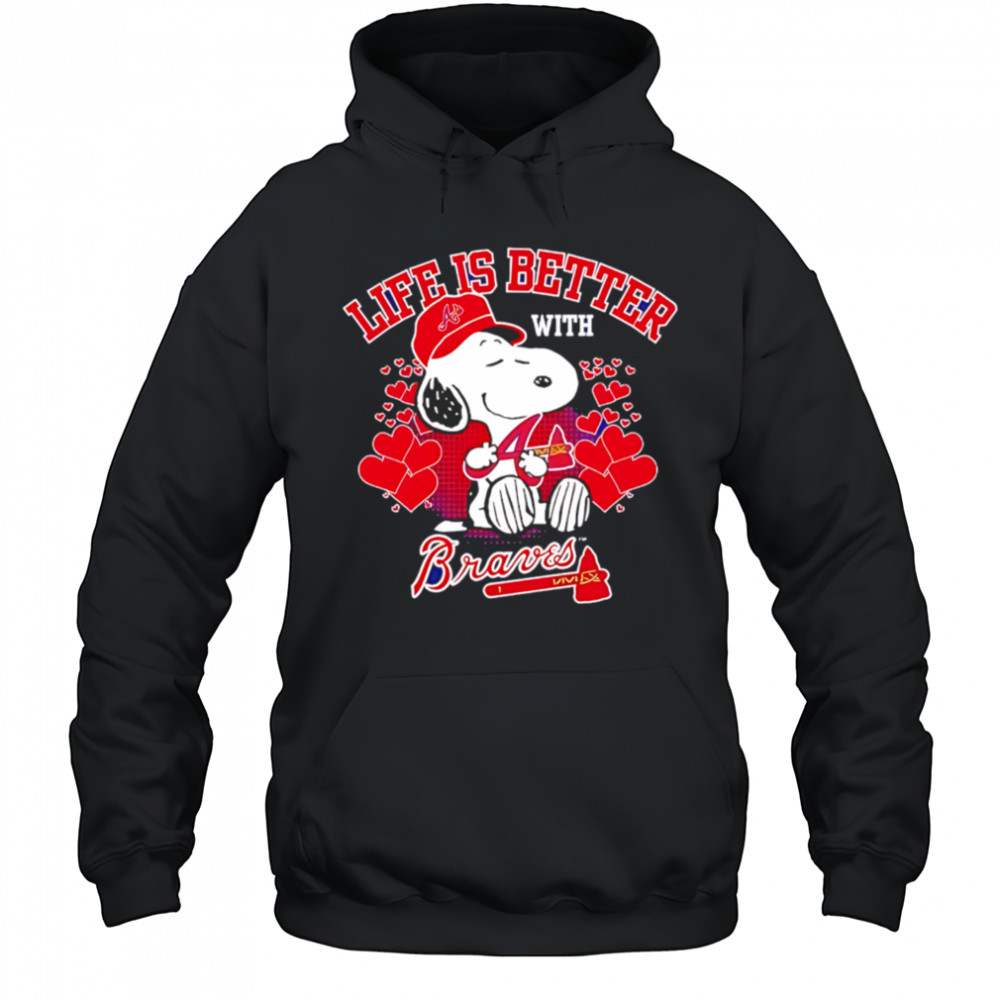 Snoopy Life is better with Braves shirt Hoodie