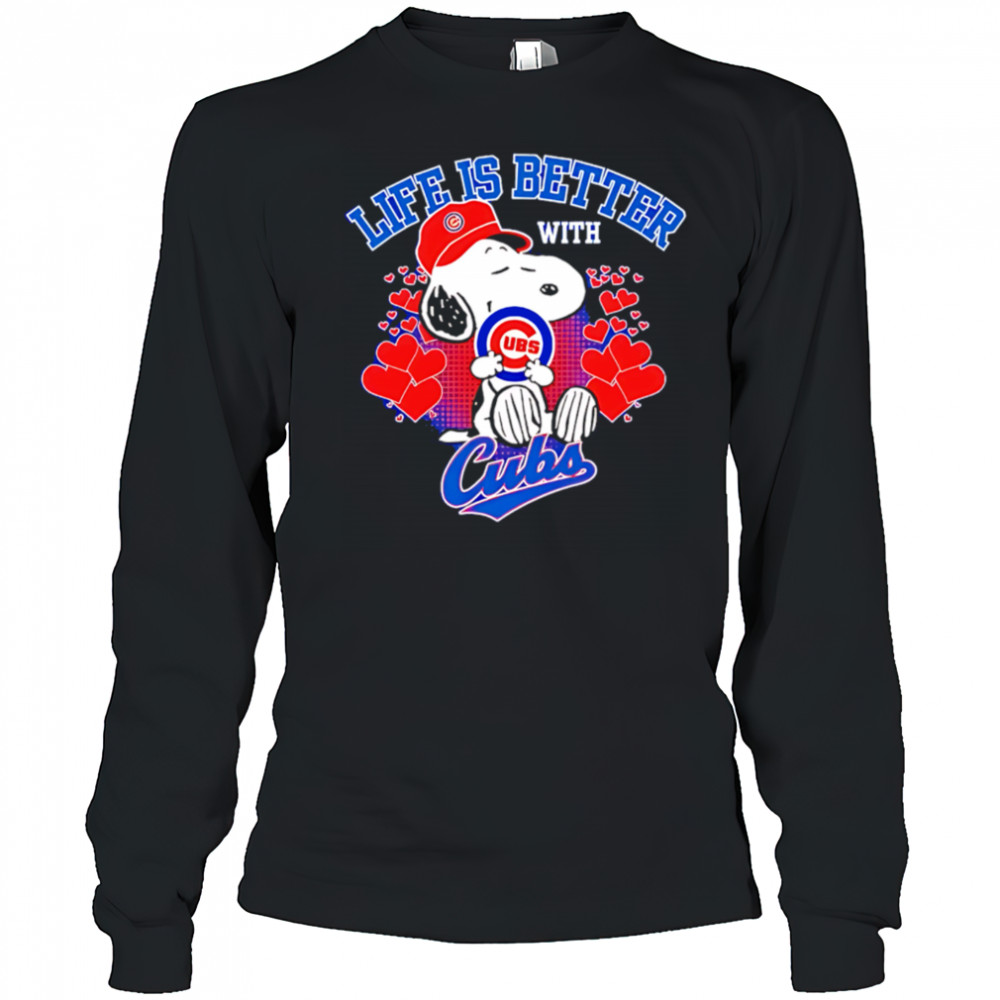 Snoopy Life is better with Cubs shirt Long Sleeved