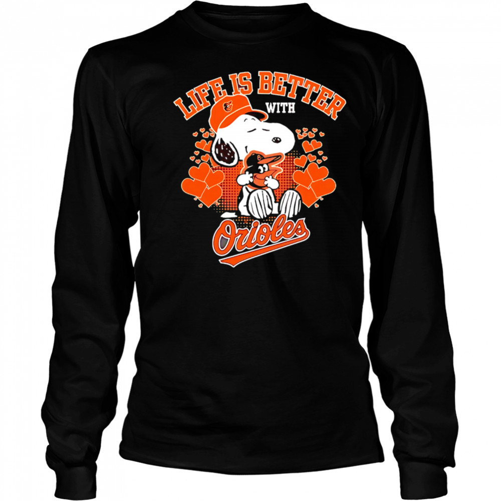 Snoopy Life is better with Orioles shirt Long Sleeved