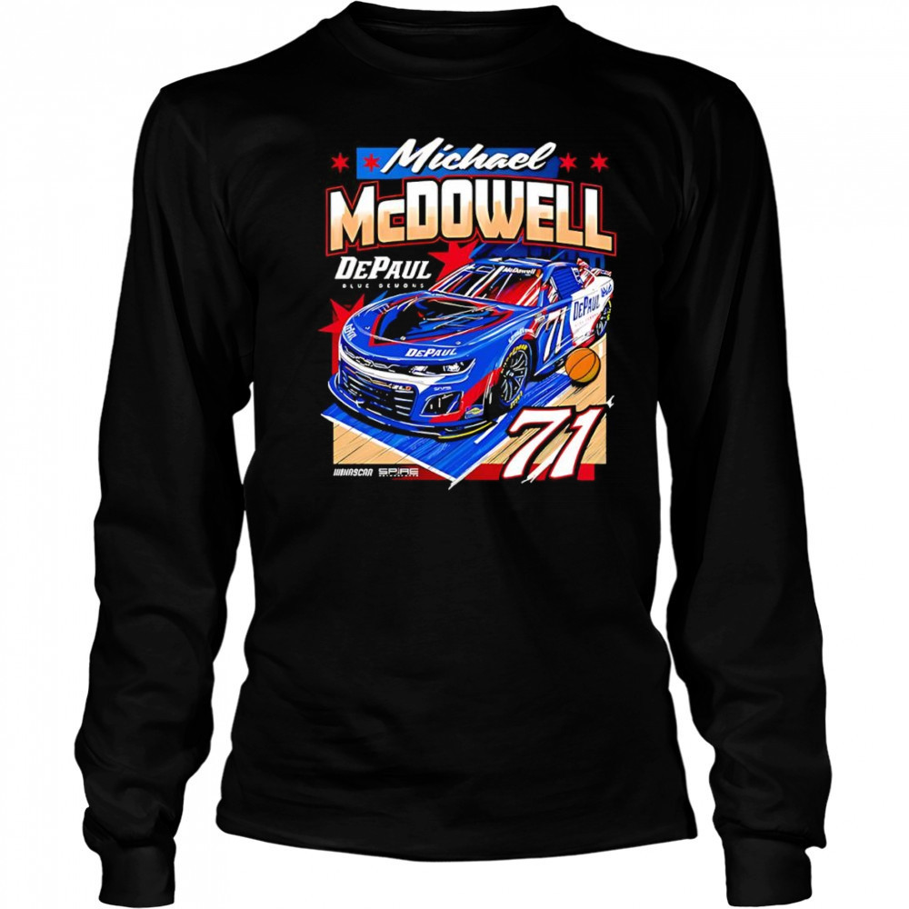 #71 Michael McDowell DePaul University racing car shirt Long Sleeved