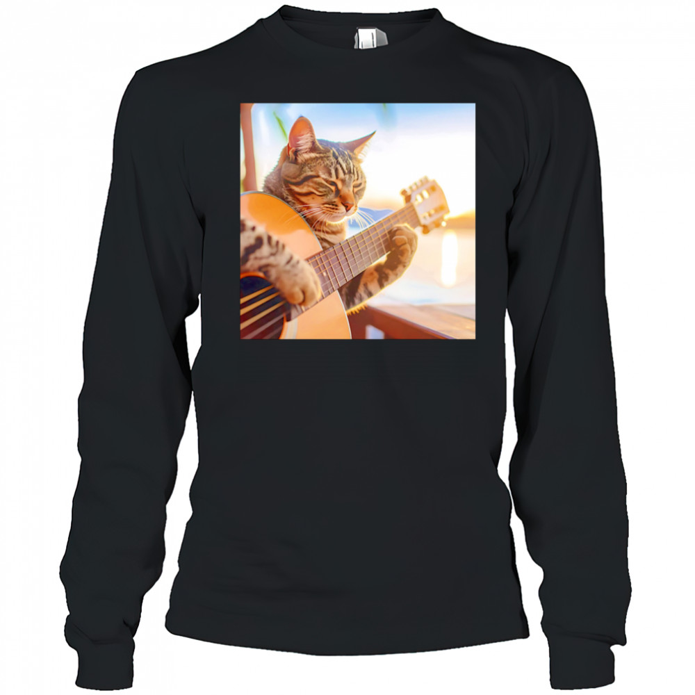 Acoustic Cat guitar shirt Long Sleeved