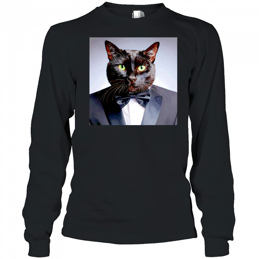 Elegant black cat shirt Long Sleeved