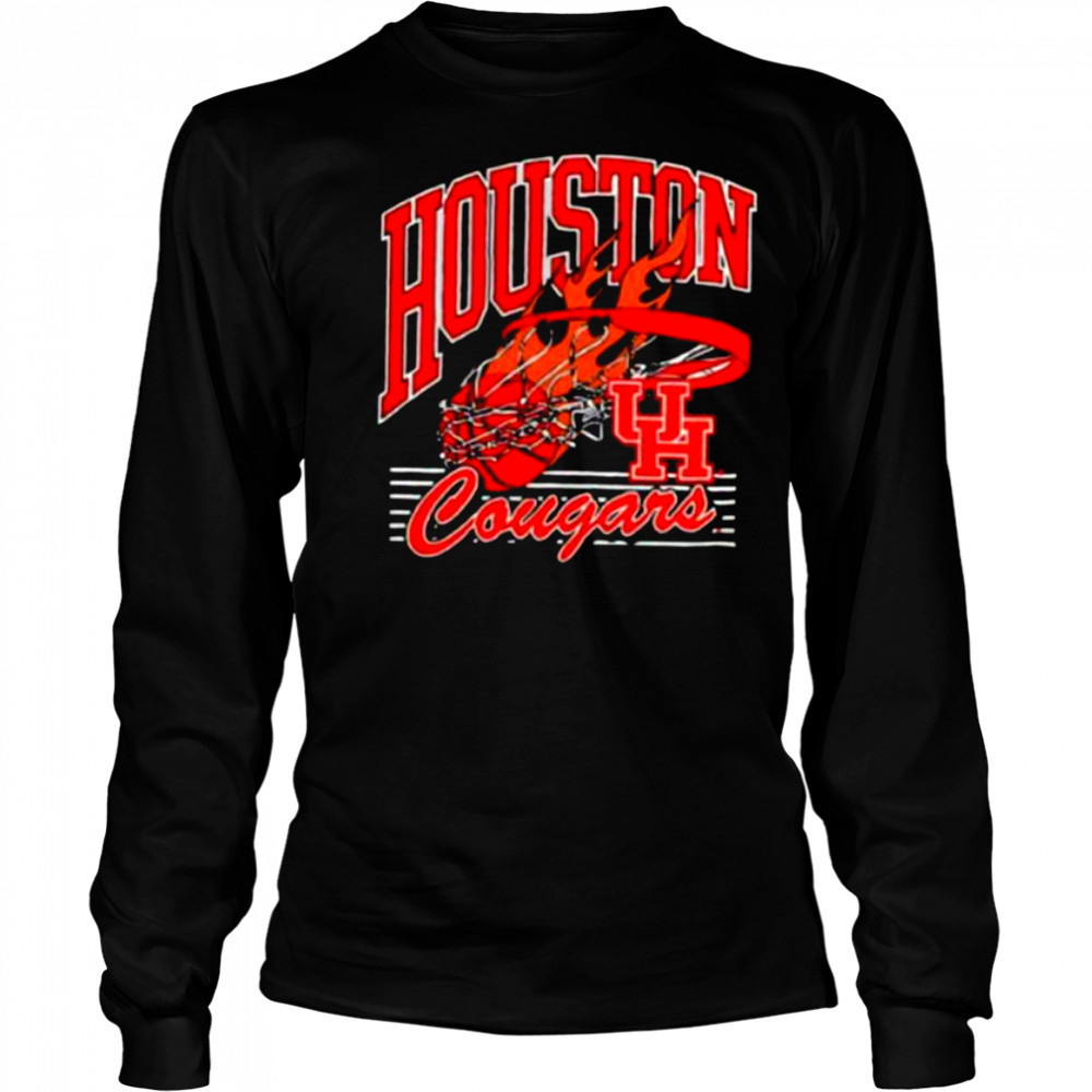Houston Cougars Basketball fire ball shirt Long Sleeved