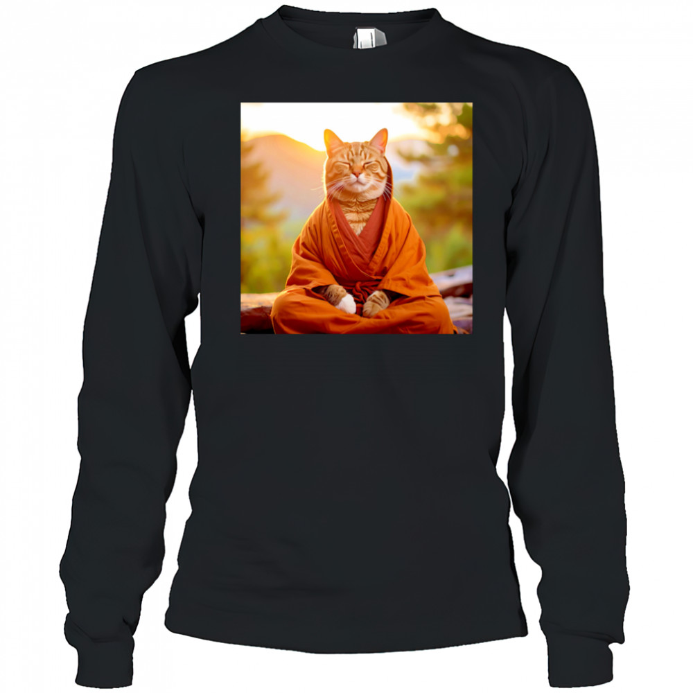 Meditate Cat shirt Long Sleeved