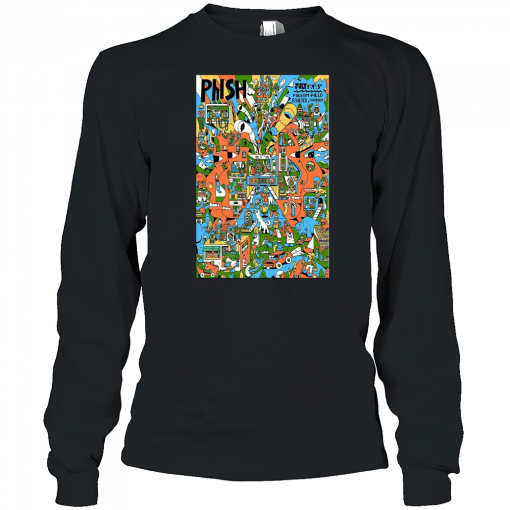 Phish On July 3-5 2025 Folsom Field Show Poster T-Shirt Long Sleeved
