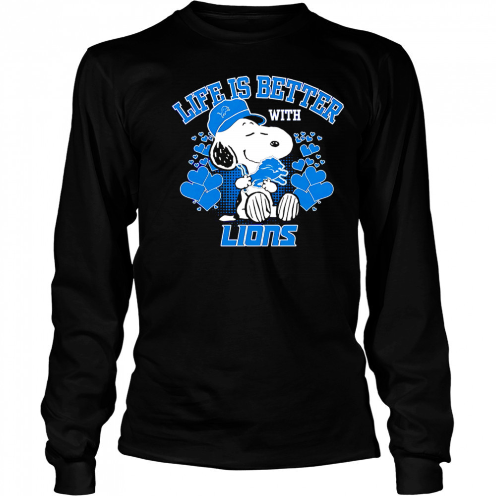Snoopy Life is better with Detroit Lions shirt Long Sleeved