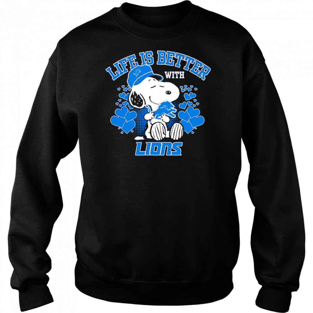 Snoopy Life is better with Detroit Lions shirt Hoodie