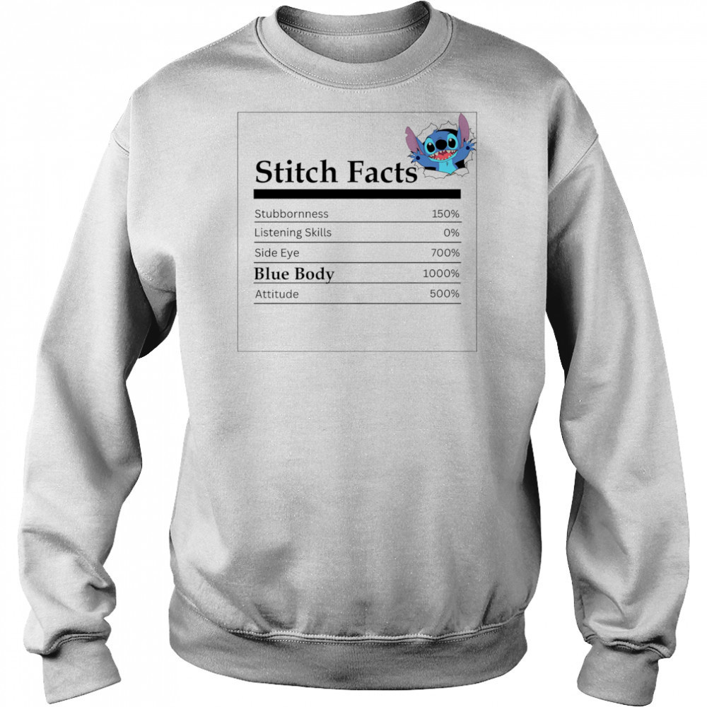 Stitch facts blue body shirt Hoodie