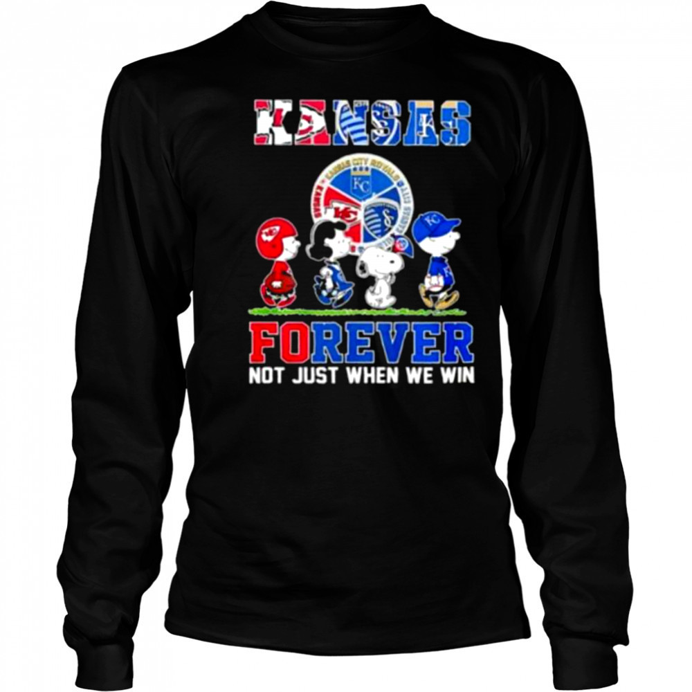 The Peanuts Kansas Sports Teams crossing forever not just when we win shirt Long Sleeved