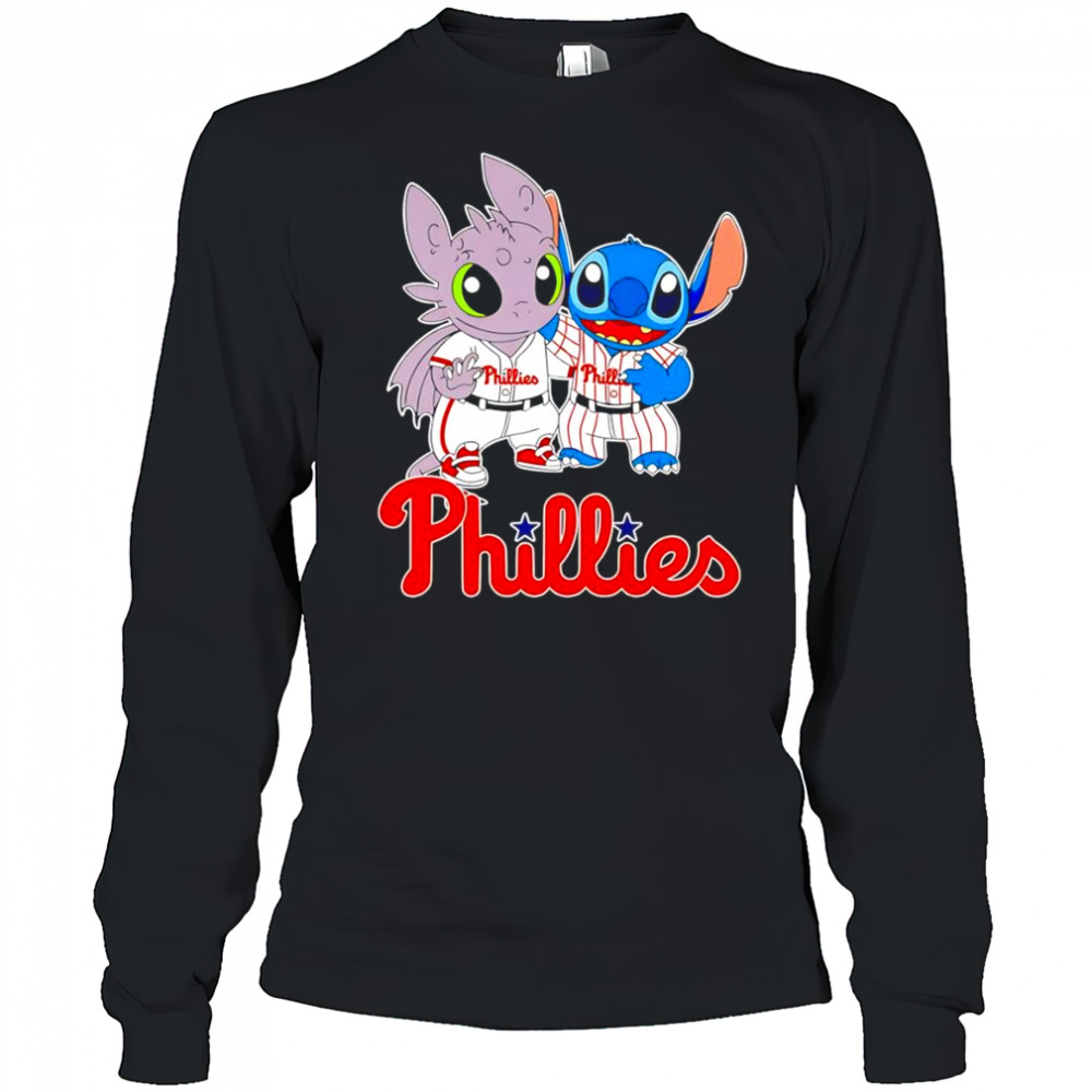 Toothless Night Fury and Stitch Philadelphia Phillies shirt Long Sleeved