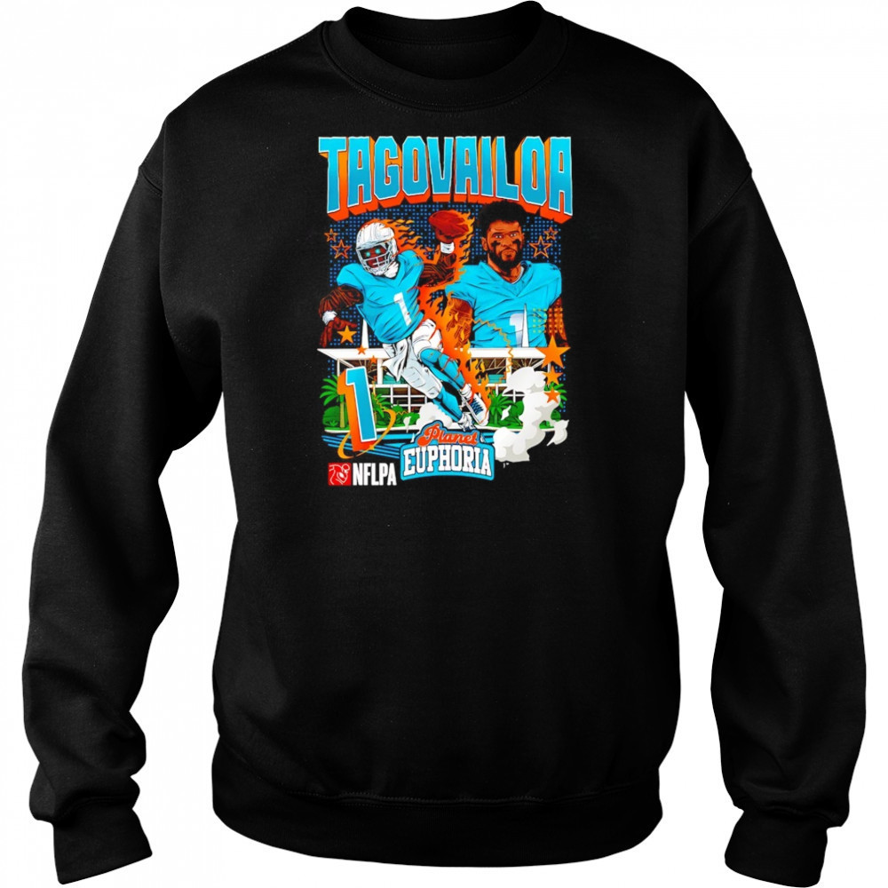 Tua Tagovailoa #1 Miami Dolphins Football flames comic shirt Hoodie
