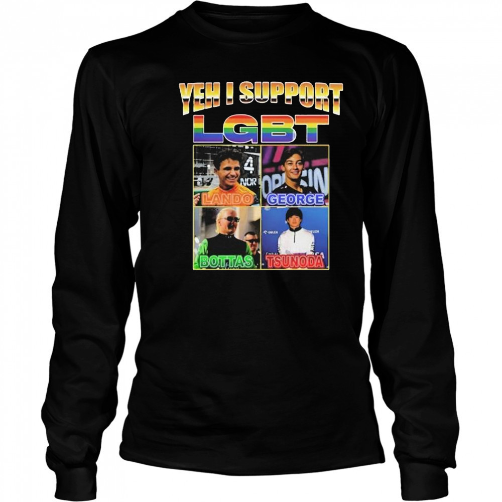 Yeah I Support Lgbt George Bottas Tsunoda T-shirt Long Sleeved