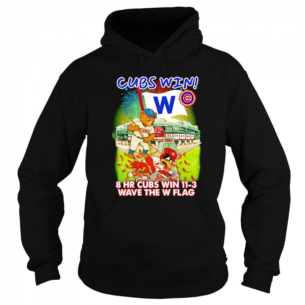 Chicago Cubs win 8 HR Cubs win 11-3 wave the W flag mascot shirt Sweatshirt