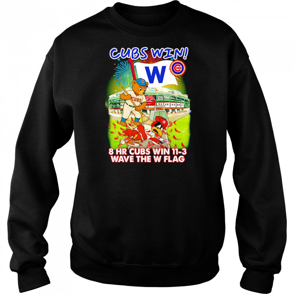 Chicago Cubs win 8 HR Cubs win 11-3 wave the W flag mascot shirt Hoodie